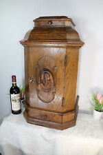 Antique French oak wood carved church altar tabernacle madonna mary Drawers  picture