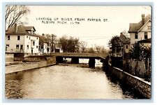 c1910's Looking Up River From Porter St. Albion Michigan MI RPPC Photo Postcard picture