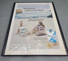 Vintage 1976 Belair Cigarettes Print Ad Woman Painting On Beach Framed 8.5 X11  picture