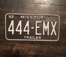 Vintage Missouri License Plate 1992 Trailer Mancave Decor Garage Rustic Antique picture