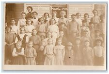 1910 School Children Boys Girls Teacher Dixon Ilinois IL RPPC Photo Postcard picture
