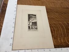 Original Vintage Book Plate: Dr Clarence Archibald Beasey w lady, water, tree picture