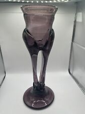James Wayne Glass Goblet Art Cup Chalice Amethyst Purple Signed Hand Blown picture