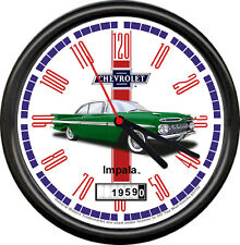 Licensed 1959 Impala Green 2 Door Sedan Chevrolet General Motors Sign Wall Clock picture
