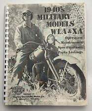 1940's Harley Davidson Motorcycle Models WLA & XA Operation Parts Service Manual picture