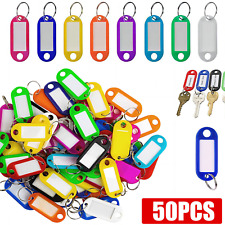 10-100pcs Plastic Key Tags Luggage ID Card Name Label Keychain Metal Keyring picture