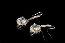 VINTAGE CZ CUBIC ZIRCONIA STERLING SILVER DANGLE EARRINGS  BR picture