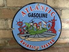 VINTAGE 1963 ATLANTIC AVIATION GASOILINE PORCELAIN GAS STATION PUMP SIGN 12