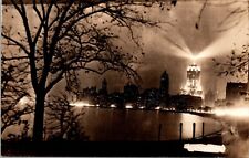 1940s Real Photo Postcard Chicago Illinois A Night View from Lincoln Park Unused picture