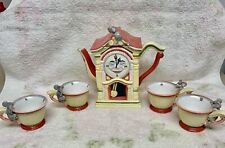 Vintage  1996 Department 56 Storybook Hickory Dickory Dock Ceramic Tea Set picture