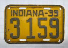 1939 Indiana Motorcycle License Plate #3159 picture