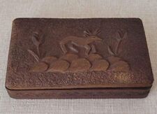 Antique Rare India Mughal - Hand Carved nature scene Wooden Trinket Box, 8
