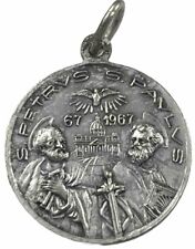 Vintage Catholic 1967Sts Peter & Paul, Pope Paulus VI Silver Tone Medal picture