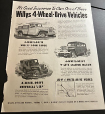 1951 Willys 4-Wheel Drive - Vintage Original Print Ad - Jeep / Wagon / Truck picture