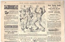 1868 Leslie's Illus. Pol. Cartoon & Campaign Badge Ad ~ GRANT Greeley STEVENS picture
