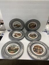 Vtg 1975 Great American Revolution Pewter Plates 1776 Bicentennial - Set of 6  picture