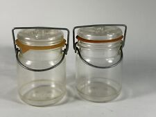 Vintage Plastic Jar Wire Lid Hong Kong Salt and Pepper Shakers  picture