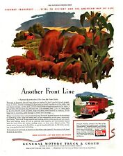 1943 General Motors Trucks Vintage Print Ad WWII War Another Front Line Hogs  picture