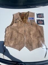 Harley Davidson Pins Patches Womens Suede Leather Vest HOG Motorcycle Gear picture
