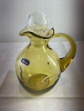 Bischoff Handblown Glass Decanter With Handle & Stopper Amber Vintage picture