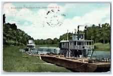 Grand Forks North Dakota Postcard River Scene At Riverside Park 1908 Steamship picture