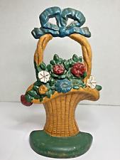 Vintage Cast Iron Flower Basket Doorstop picture