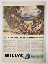 1944 Willys Jeeps Motor Car Trucks Vintage Print Ad Military Men Shirtless picture