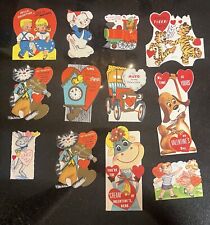 Lot Of 12 Vintage Die Cut Unused Valentine Day Cards 50s 60s picture