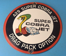 Vintage Ford Cobra Sign - Super Jet Drag Automotive Gas Pump Porcelain Sign picture