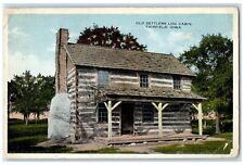 1916 Old Settlers Log Cabin Exterior Fairfield Iowa IA Posted Trees Postcard picture