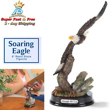 Glorious Bald Eagle Statue Soaring Over Rock Decorative Figurine Engraved Plaque picture