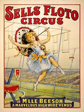 1920s Sells Floto Circus Beeson High Wire Act Poster - 24x32 picture