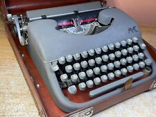AMC France Working Vintage Portable Typewriter w New Ink & Leather Case picture