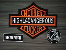Large Patch Mother Highly Dangerous Motorcycle Biker Embroidered Sew on Clothes picture