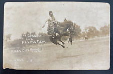 Mint USA RPPC Postcard Lee Caldwell On A Flying Devil Miles City Round 1914 Rode picture