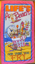 VTG Terrimondo Life's A Beach And Then You Fry 1984 Crinkle Cuts Towel 28.5