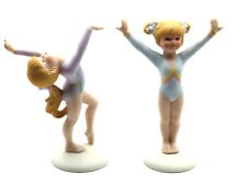 Vintage Enesco Gymnastics Figurines 2 Porcelain Bisque Girls in Boxes picture