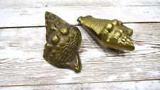 Vintage Mid Century Brass Cast Iron figurines Beautiful Sea Shells Set of 2, 3