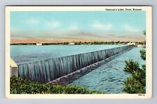 Pratt KS-Kansas, Veteran's Lake, Antique Vintage c1954 Souvenir Postcard picture