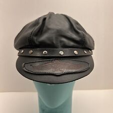 Vintage Freedom Machine Cycles Black Leather Bikers Hat Broken In 70s 60s Harley picture