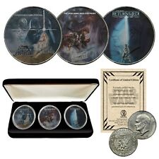 1977 Star Wars Trilogy Original Movies 3-Coin Set 1977 IKE U.S $1 Dollars w/ BOX picture