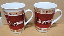 Set of 2 Scrabble Lovers Coffee Mugs 10 Oz Cocoa Coffee Tea 2002 Hasbro picture