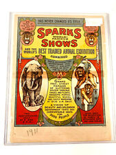 1911 Antique Sparks Circus Carnival Program poster AMAZING courier picture