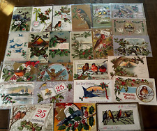Lot of 25 Vintage~CHRISTMAS & NEW YEAR  POSTCARDS with Birds-In Sleeves~h815 picture