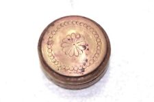 Brass Small Jewellery Box 1900s Old Vintage Antique Carved Collectible Z-86 picture