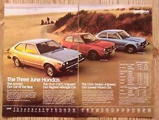1977 Honda Accord Honda Civic 3 Cars On Beach Photo Vintage Magazine Print Ad picture