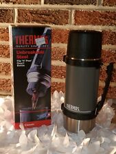 Vintage BRAND NEW Thermos Unbreakable Steel Flip N Pour Quart Bottle Collectable picture