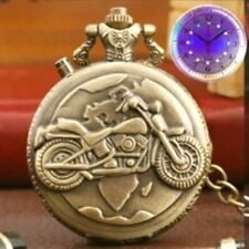 Harley Davidson LED Men's Pocket Watch Vintage Bronze Motorcycle & Bikers Chain picture