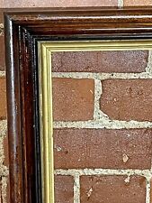 Antique Victorian Walnut Wood Picture Frame Gold Gilt Liner Art Painting 8
