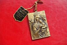 FRENCH 1960 BRONZE ART OLD SAND CASTING CHISELLED HAND Icon of the Virgin Mary picture